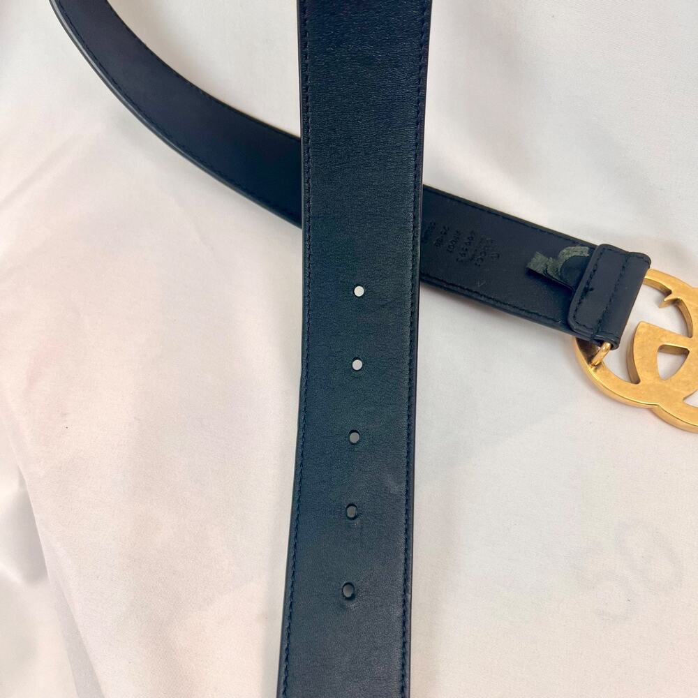 Gucci Double GG Marmont Belt Black Leather Gold Buckle Size 75/30 Made in Italy - Picture 6 of 7
